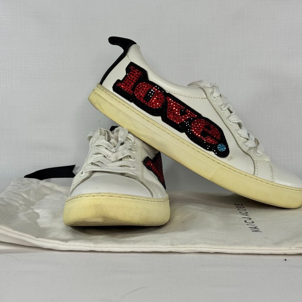 Marc Jacobs Women's Empire Love Embellished Leather Lace-Up Sneakers